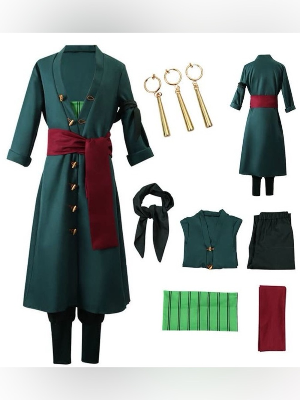One Piece Roronoa Zora Anime Halloween Cosplay Costume Adult Small
